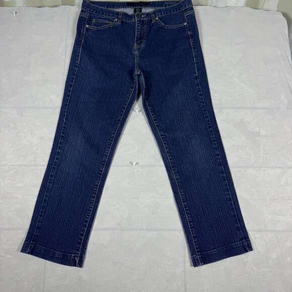 Calvin Klein Straight Leg Jeans Womens Navy Blue Denim 5-Pocket Classic Size 10 - Picture 1 of 13